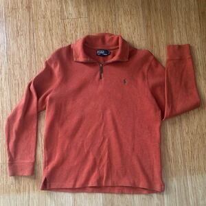 Polo Ralph Lauren Orange Cotton Quarter Zip Pullover Sweater Mens Large